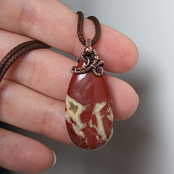 Rainbow Jasper Oxidized Copper Pendant
