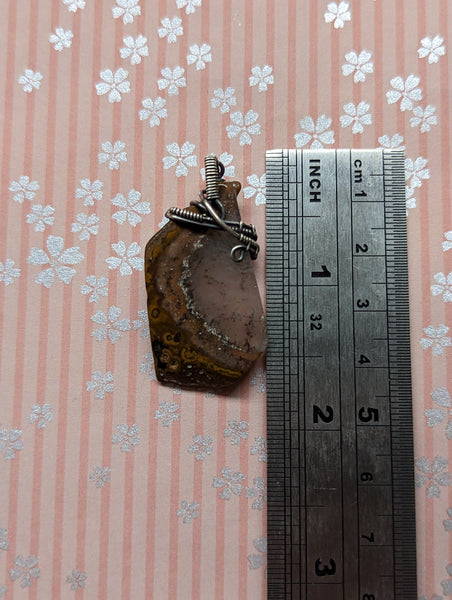 Agate Slice Pendant in Oxidized Sterling Silver