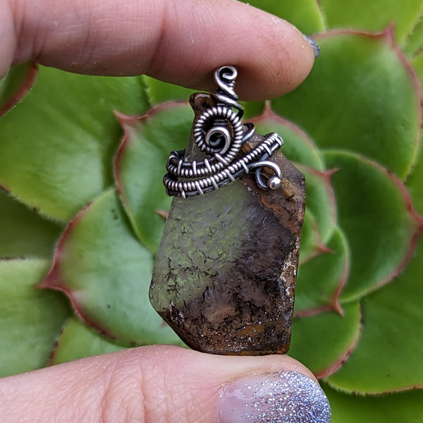 Agate Slice Pendant in Oxidized Sterling Silver