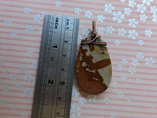 Owyhee Jasper Wire Wrapped Oxidized Copper Pendant