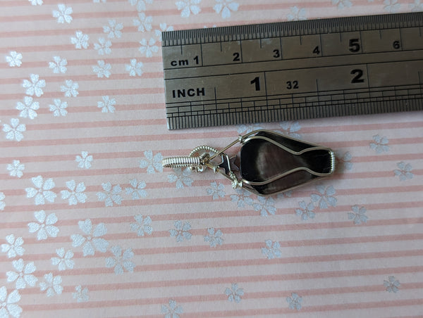 Mother of Pearl Coffin Doublet Wire Wrapped Pendant in Sterling Silver