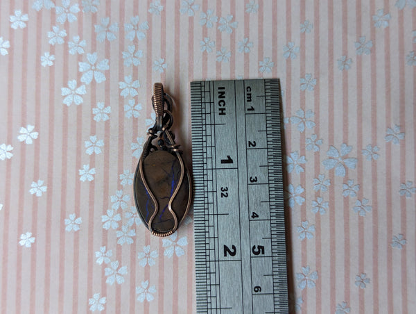 Australian Boulder Opal Wire Wrapped Oxidized Copper Pendant