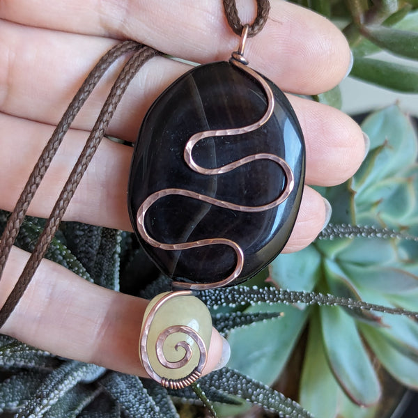 Onyx Agate Oxidized Copper Pendant