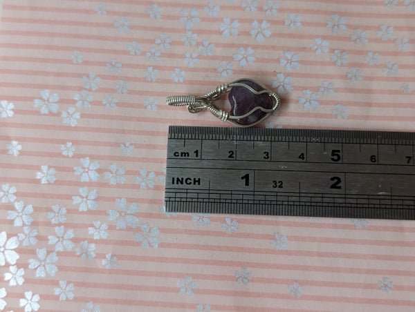 Iolite Sunstone Heart Wire Wrapped Sterling Silver Pendant