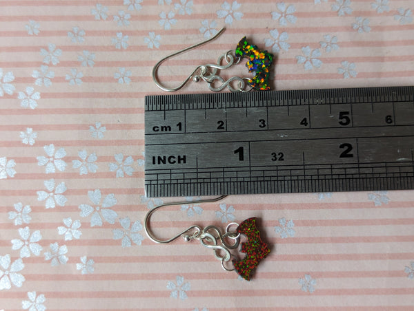 Bats Dangle Hook Earrings in Sterling Silver