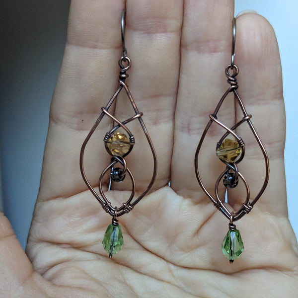 Dangle Earrings in Oxidized Copper