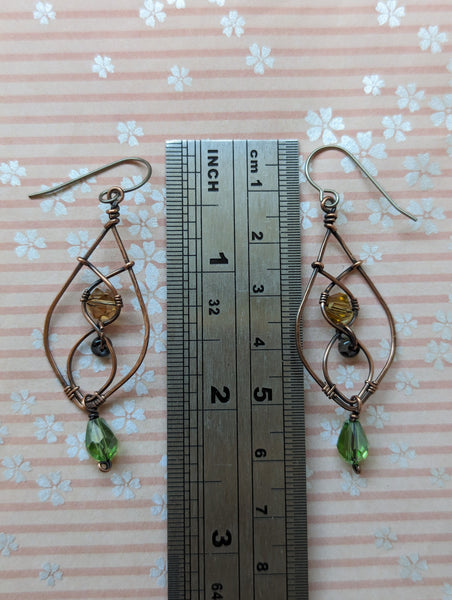 Dangle Earrings in Oxidized Copper