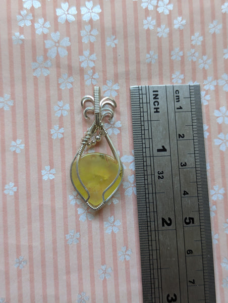 Prehnite Wire Wrapped Sterling Silver Pendant
