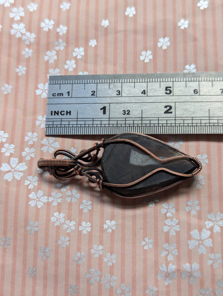 Druzy Agate Wire Wrapped Pendant in Oxidized Copper