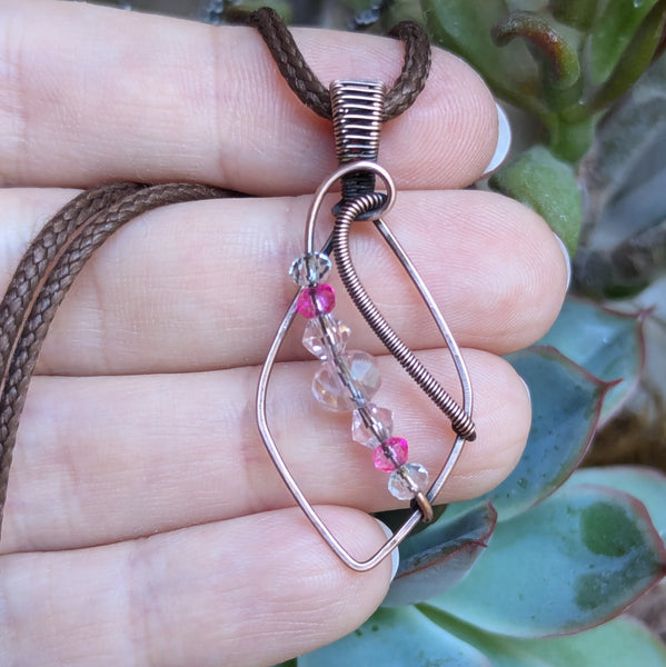 Wire Wrapped Pendant in Oxidized Copper