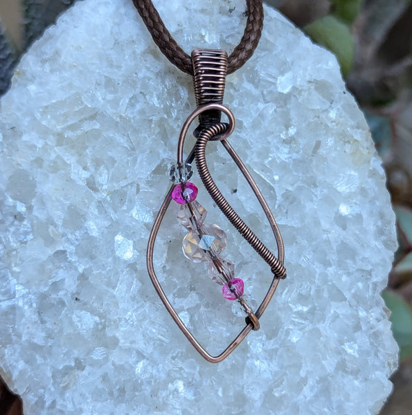 Wire Wrapped Pendant in Oxidized Copper