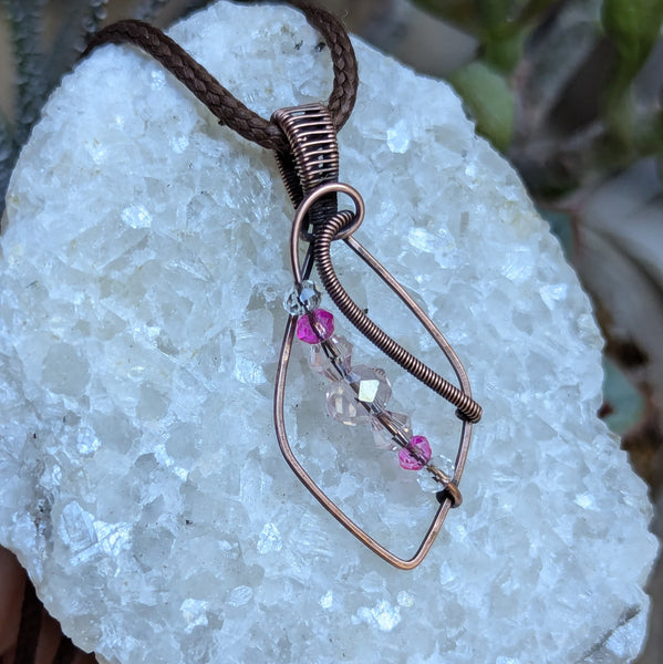 Wire Wrapped Pendant in Oxidized Copper