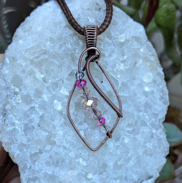 Wire Wrapped Pendant in Oxidized Copper