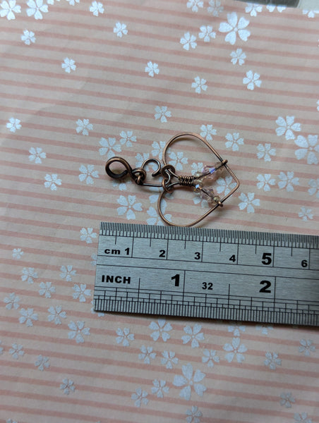 Hearts Wire Wrapped Pendant in Oxidized Copper