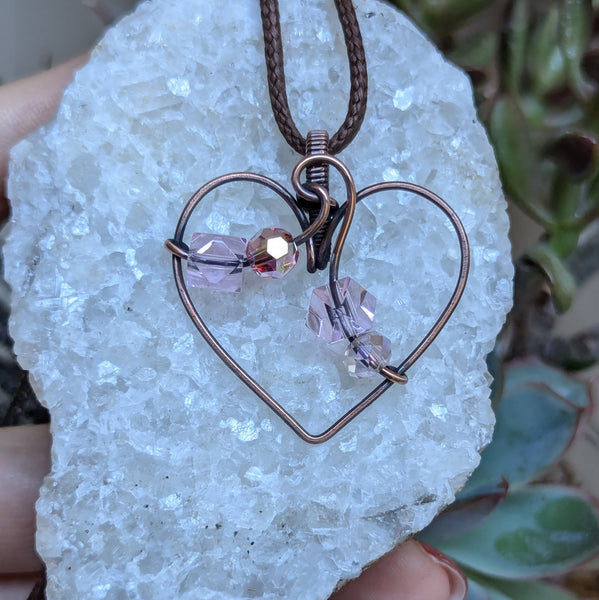 Heart Wire Wrapped Pendant in Oxidized Copper