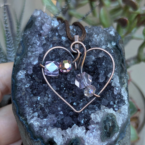 Heart Wire Wrapped Pendant in Oxidized Copper