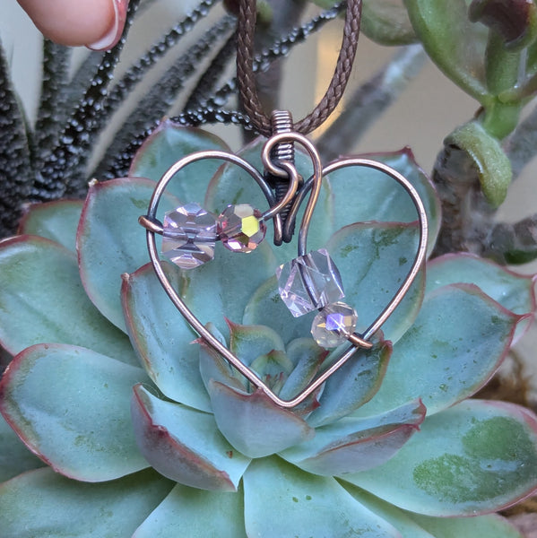 Heart Wire Wrapped Pendant in Oxidized Copper
