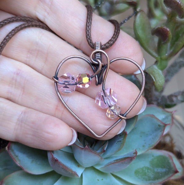 Heart Wire Wrapped Pendant in Oxidized Copper
