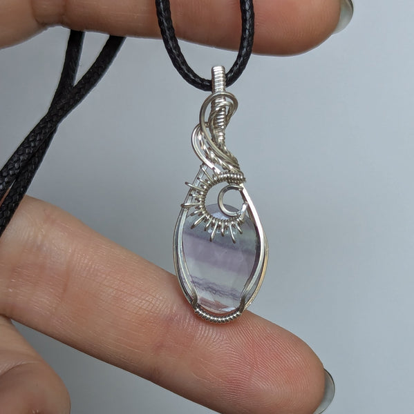Fluorite Wire Wrapped Sterling Silver Pendant