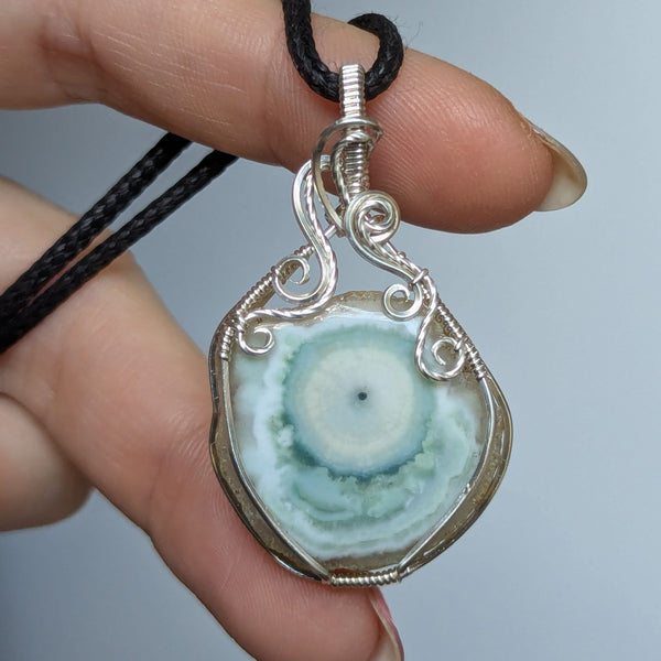 Solar Quartz Wire Wrapped Pendant in Sterling Silver