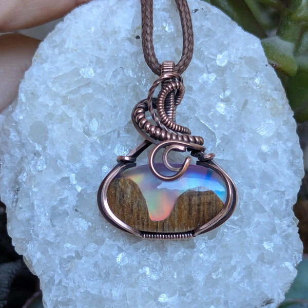 Aurora Landscape Wire Wrapped Pendant in Oxidized Copper