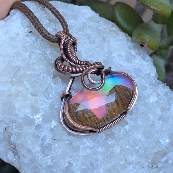 Aurora Landscape Wire Wrapped Pendant in Oxidized Copper