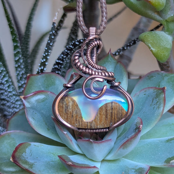 Aurora Landscape Wire Wrapped Pendant in Oxidized Copper