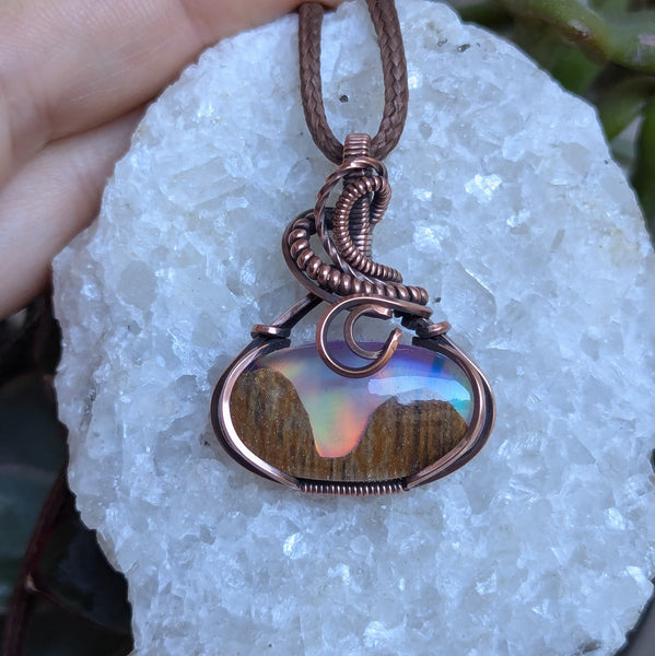 Aurora Landscape Wire Wrapped Pendant in Oxidized Copper