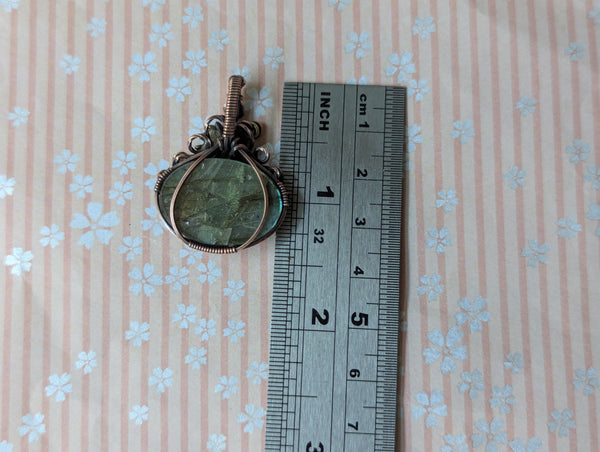 Labradorite Pumpkin Wire Wrapped Pendant in Oxidized Copper
