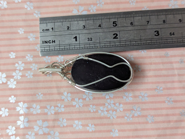 Plume Agate Doublet Wire Wrapped Tree of Life Pendant in Sterling Silver
