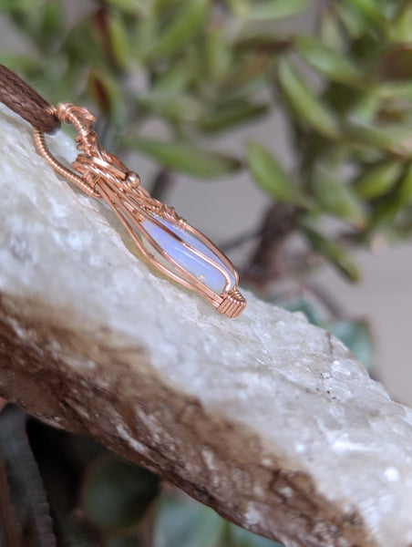 Solid Australian Opal Wire Wrapped Rose Gold-fill Mini Pendant