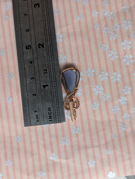 Solid Australian Opal Wire Wrapped Rose Gold-fill Mini Pendant