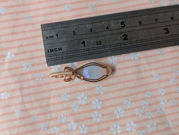 Solid Australian Opal Wire Wrapped Rose Gold-fill Mini Pendant