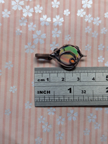 Aurora Opal Wire Wrapped Oxidized Copper Pendant