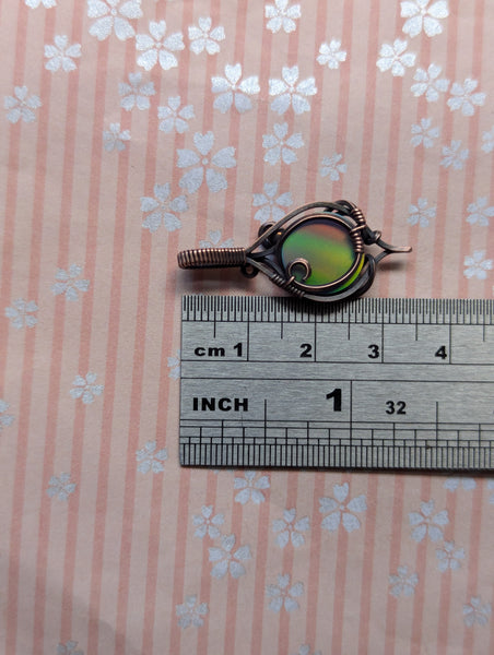 Aurora Opal Wire Wrapped Oxidized Copper Pendant
