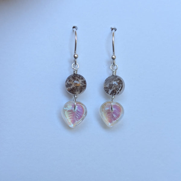 Dendritic Quartz Dangle Earrings in Sterling Silver