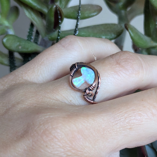 Mushroom Size 5.5 Ring in Oxidized Copper