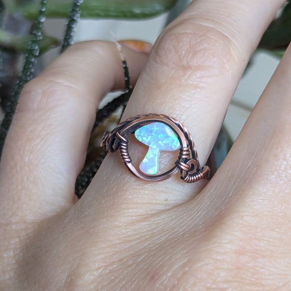 Mushroom Size 5.5 Ring in Oxidized Copper