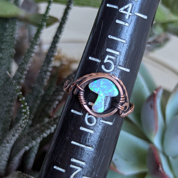 Mushroom Size 5.5 Ring in Oxidized Copper