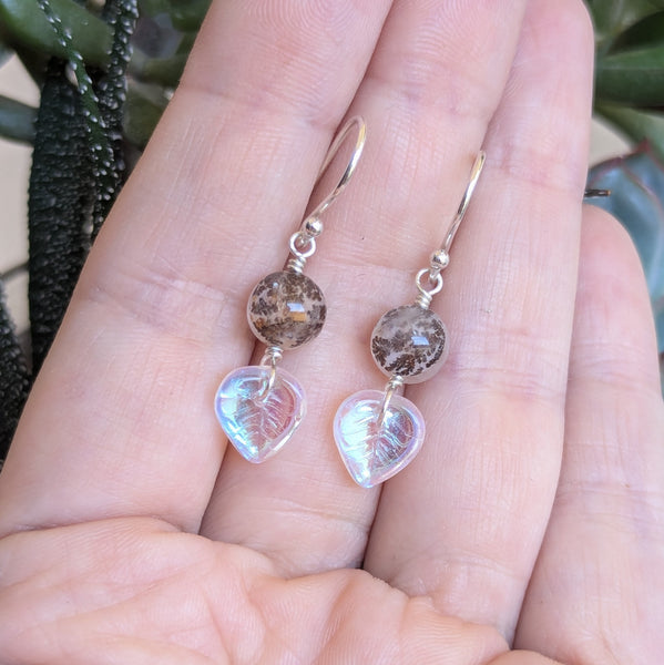 Dendritic Quartz Dangle Earrings in Sterling Silver