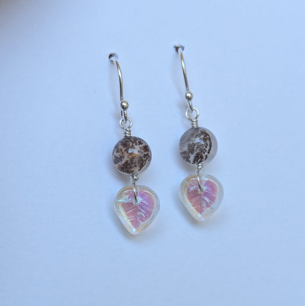 Dendritic Quartz Dangle Earrings in Sterling Silver
