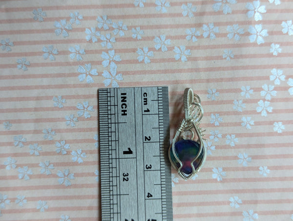 Dyed Abalone Doublet Wire Wrapped Sterling Silver Pendant