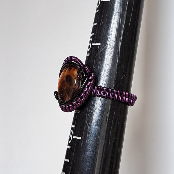 Black and Purple Enamelled Copper Planet Ring in Size 7