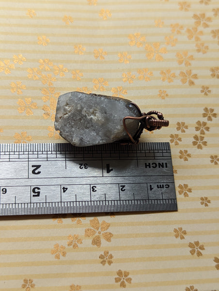 Titanium Coated Agate Druzy Crystal Cluster in Oxidized Copper