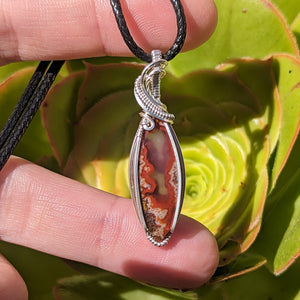 Crazy Lace Agate Wire Wrapped Sterling Silver Pendant