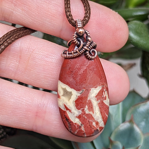 Rainbow Jasper Oxidized Copper Pendant