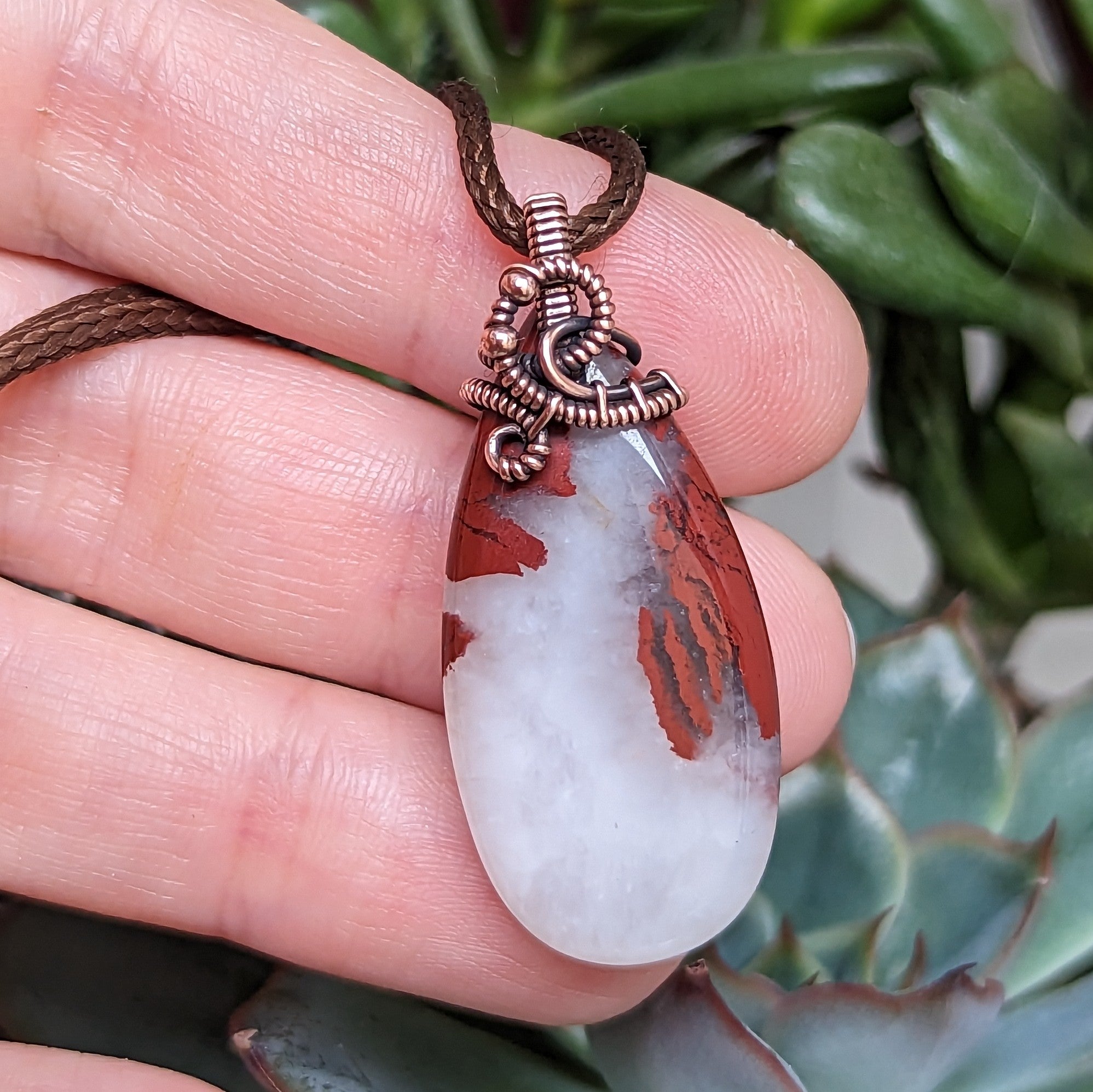 Red Brecciated Jasper Oxidized Copper Pendant