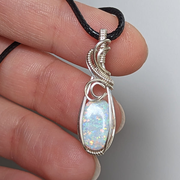 Synthetic Opal Mini Pendant in Sterling Silver