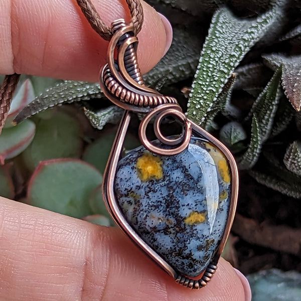 Sodalite Pendant in Oxidized Copper