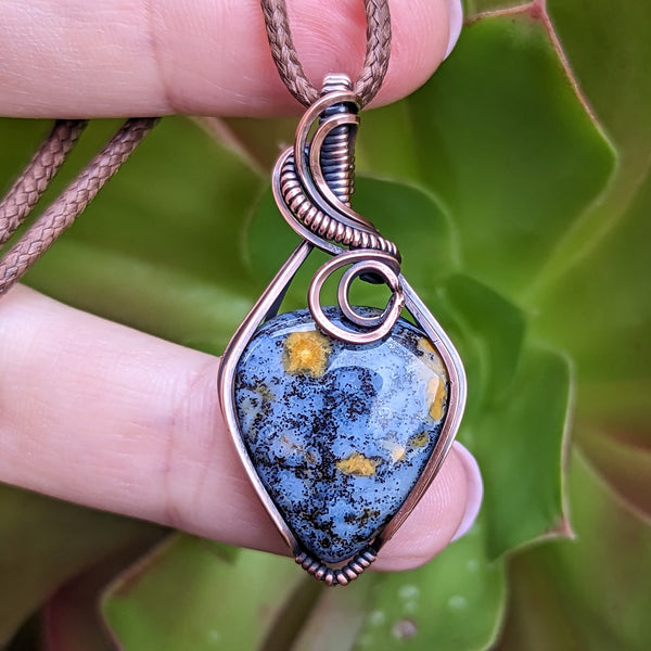 Sodalite Pendant in Oxidized Copper